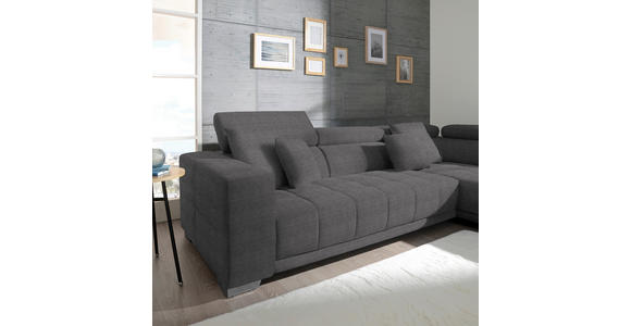 ECKSOFA in Mikrofaser Grau  - Chromfarben/Grau, Design, Textil/Metall (301/207cm) - Xora