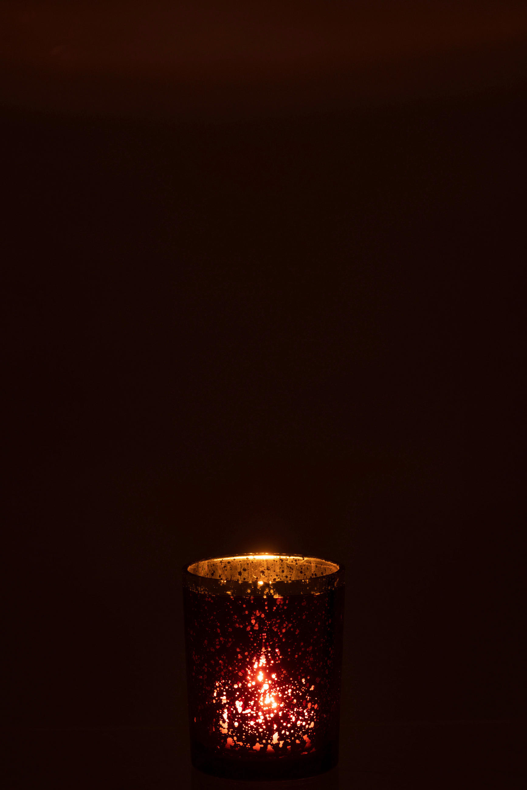 TEELICHTHALTER - Rot/Goldfarben, Basics, Glas (10/10/12,5cm)