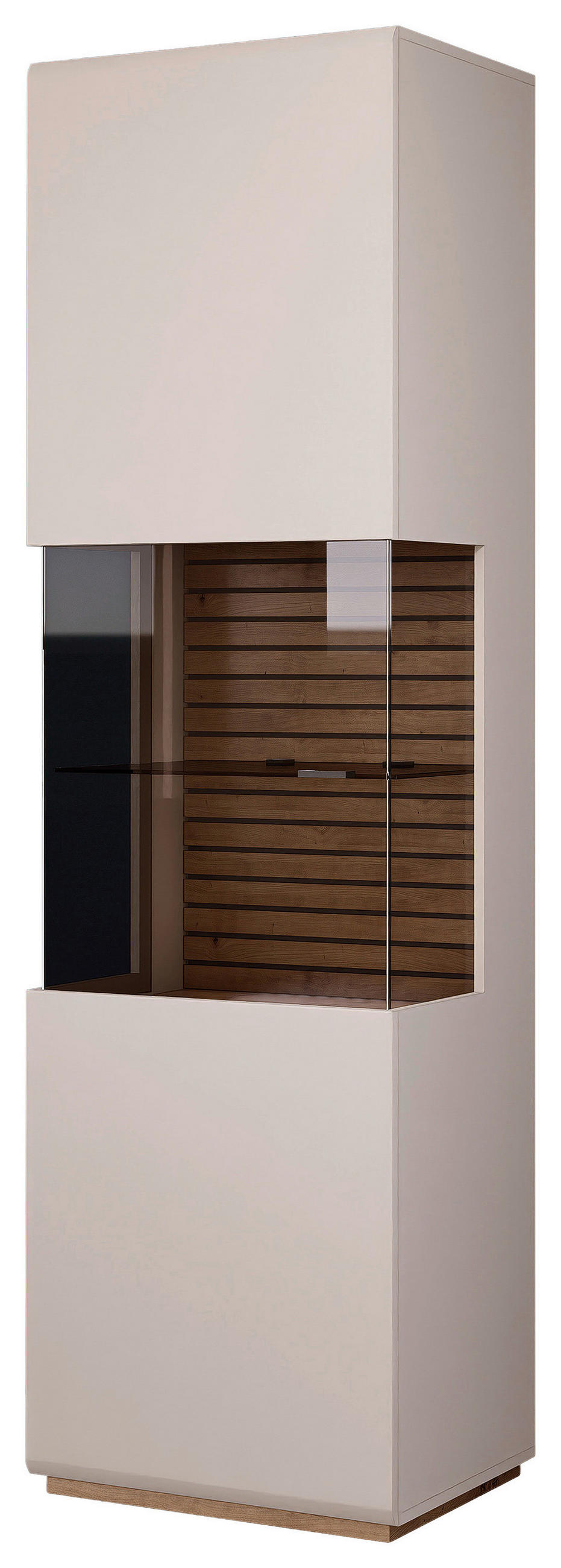 VITRINE  in Schwarz, Kaschmir, Eiche Artisan - Kaschmir/Schwarz, Design, Glas/Holzwerkstoff (60/202/40cm) - Stylife