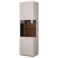 VITRINE Schwarz, Kaschmir, Eiche Artisan  - Kaschmir/Schwarz, Design, Glas/Holzwerkstoff (60/202/40cm) - Stylife