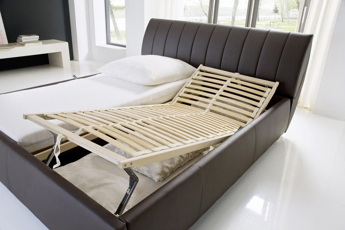 POLSTERBETT 180/200 cm  in Braun  - Chromfarben/Braun, Design, Holz/Textil (180/200cm) - Xora