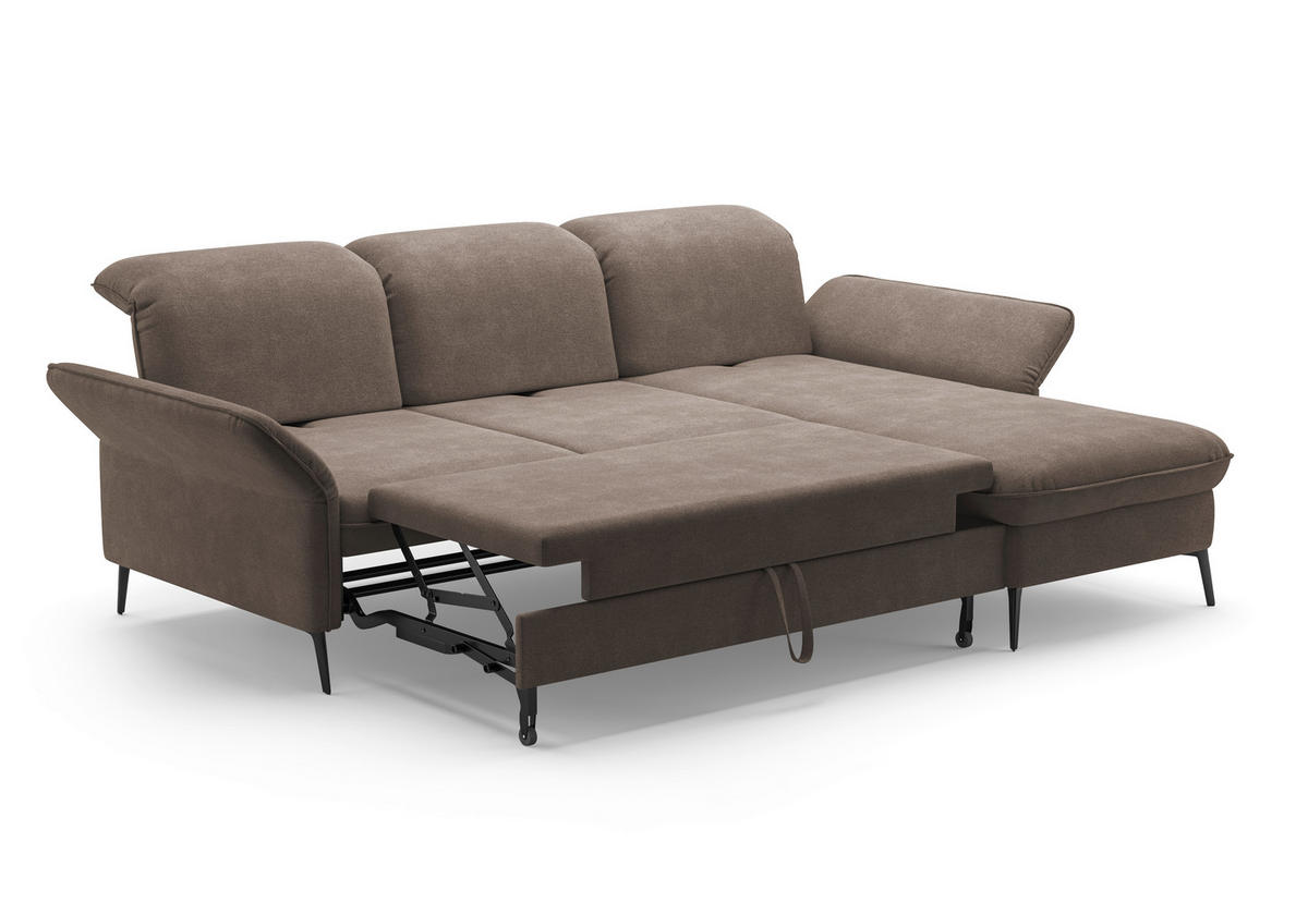 ECKSOFA in Flachgewebe Schlammfarben  - Schlammfarben/Schwarz, Konventionell, Textil/Metall (264/198cm) - Sit & More