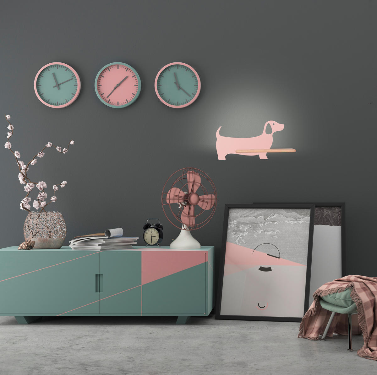 KINDERWANDLEUCHTE 36.5/12/18.5 cm   - Pink, KONVENTIONELL, Holz/Holzwerkstoff (36.5/12/18.5cm)