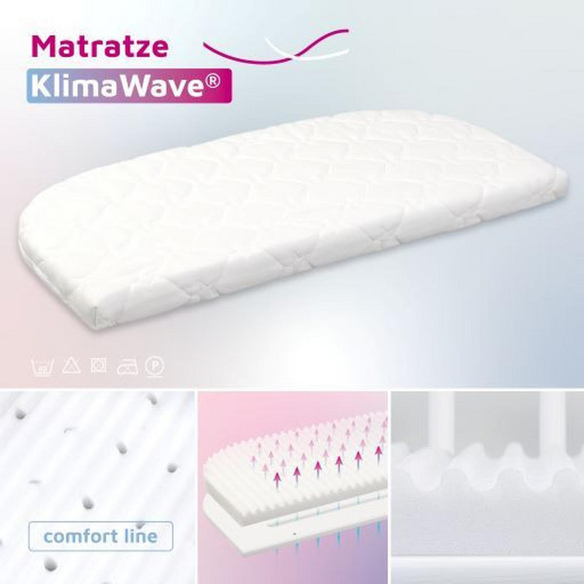 BEISTELLBETTMATRATZE Babybay Comfort  105/57,5 cm    - Weiß, Basics, Textil (105/57,5cm) - Babybay