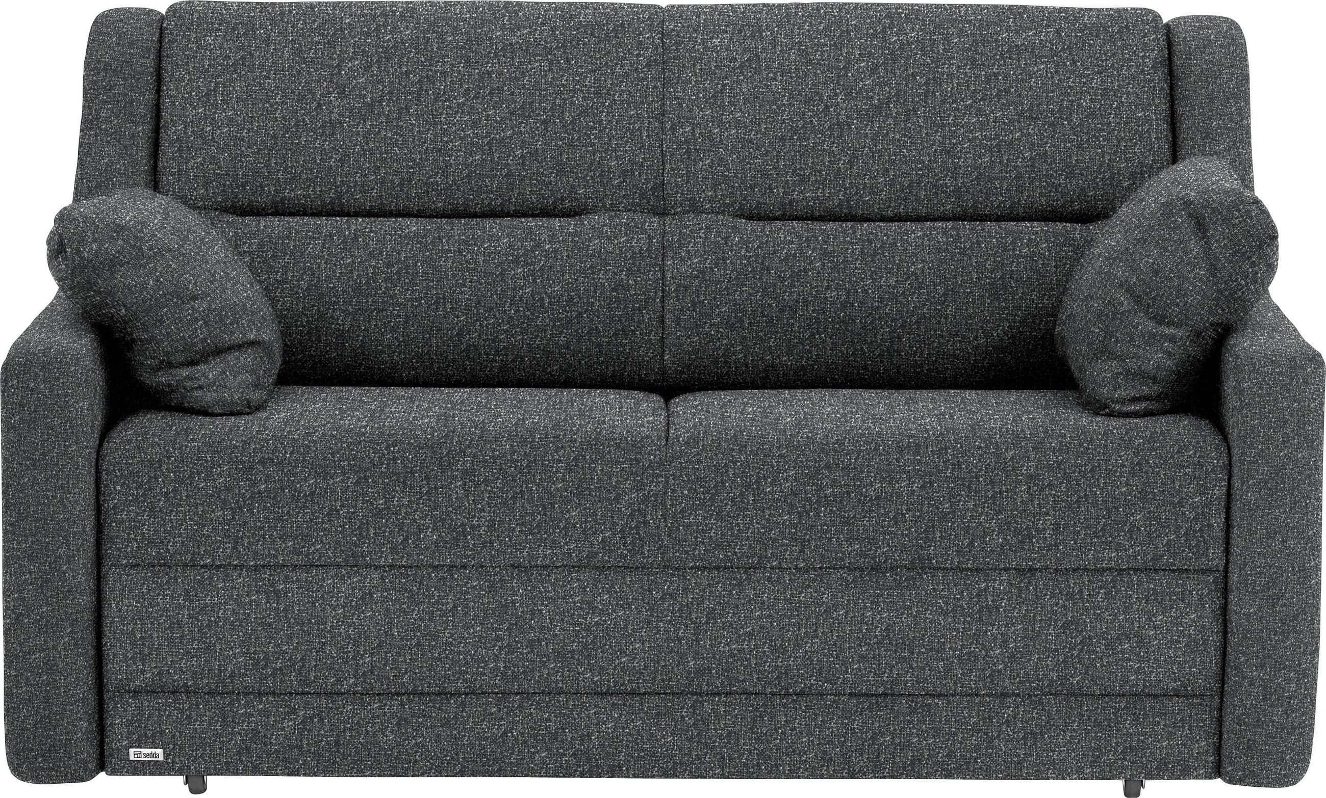 SCHLAFSOFA  in Mikrovelours Anthrazit  - Anthrazit/Schwarz, KONVENTIONELL, Kunststoff/Textil (152/88/91cm) - Sedda