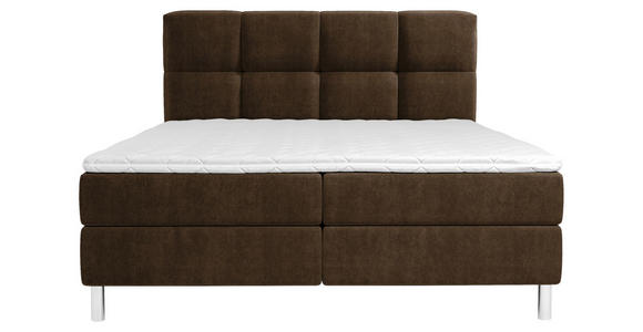 BOXBETT 180/200 cm in Dunkelbraun - Chromfarben/Dunkelbraun, Design, Holz/Holzwerkstoff (180/200cm) - Esposa