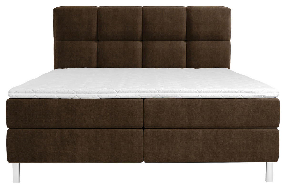 BOXBETT 160/200 cm  in Dunkelbraun  - Chromfarben/Dunkelbraun, Design, Holz/Holzwerkstoff (160/200cm) - Esposa