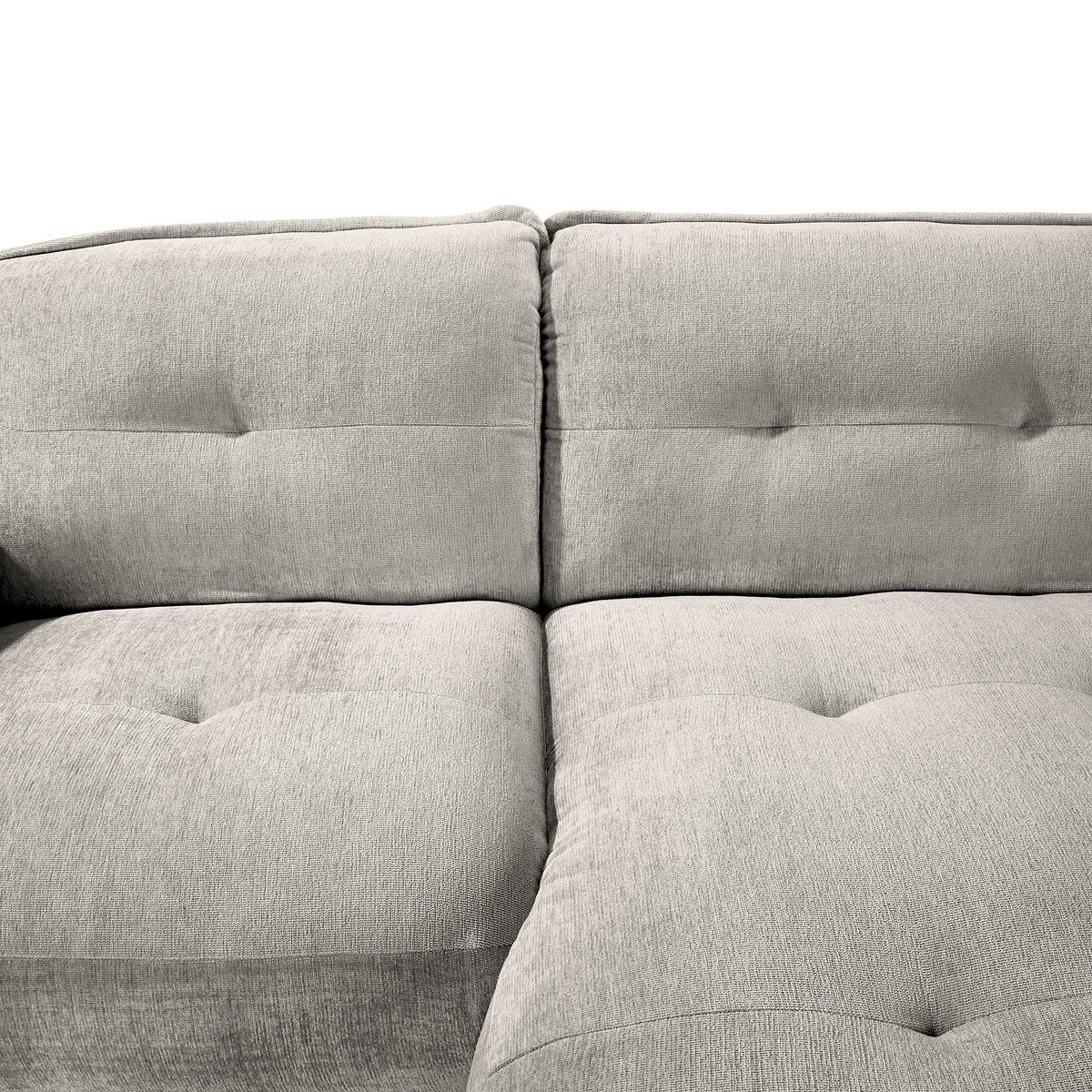 ECKSOFA in Chenille Silberfarben  - Silberfarben/Schwarz, Modern, Kunststoff/Textil (269/184cm) - Trendmanufaktur