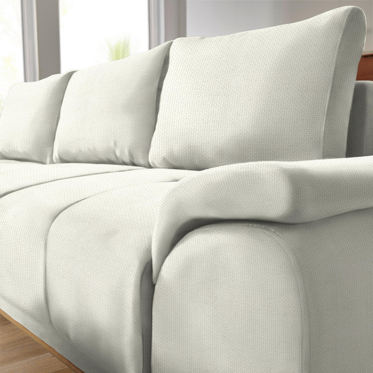 ECKSOFA in Struktur Weiss  - Weiss/Schwarz, Modern, Textil/Metall (168/262cm) - home24
