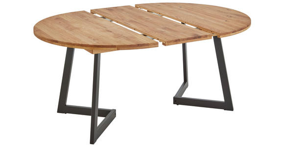 ESSTISCH Eichefarben rund  ausziehbar  - Eichefarben/Schwarz, KONVENTIONELL, Holz/Metall (110-170/110/75cm) - Linea Natura