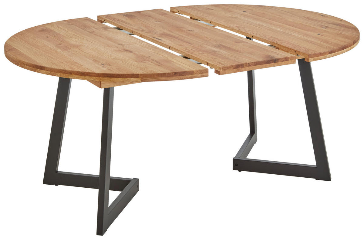 ESSTISCH Eichefarben rund  ausziehbar  - Eichefarben/Schwarz, KONVENTIONELL, Holz/Metall (110-170/110/75cm) - Linea Natura