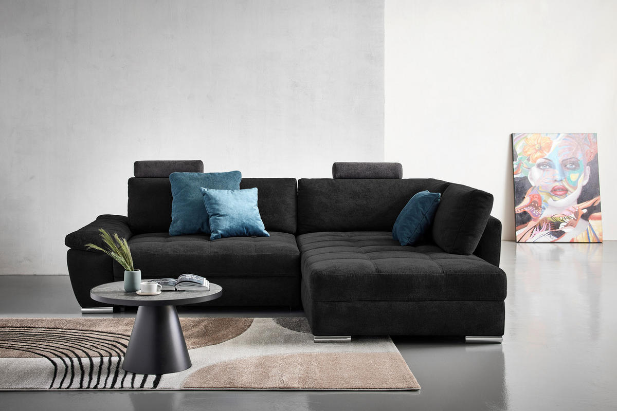 ROHOVÁ SEDAČKA, textil, černá, petrolej - petrolej/černá, Design, textil/plast (276/212cm) - Carryhome