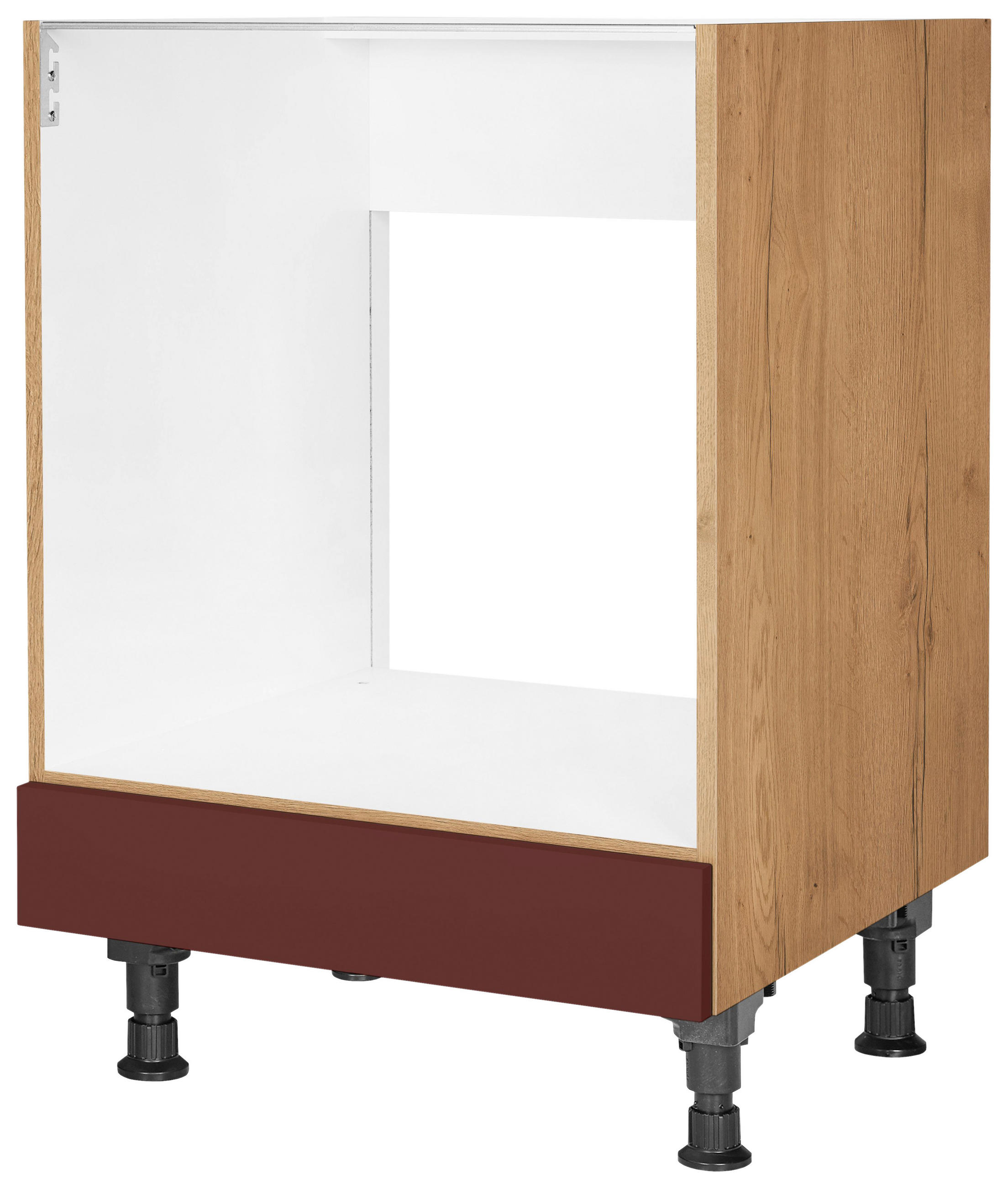 HERDUMBAUSCHRANK 60,0/87,0/56,0 cm  in Rot, Eichefarben  - Eichefarben/Rot, MODERN, Holzwerkstoff (60,0/87,0/56,0cm) - Nobilia