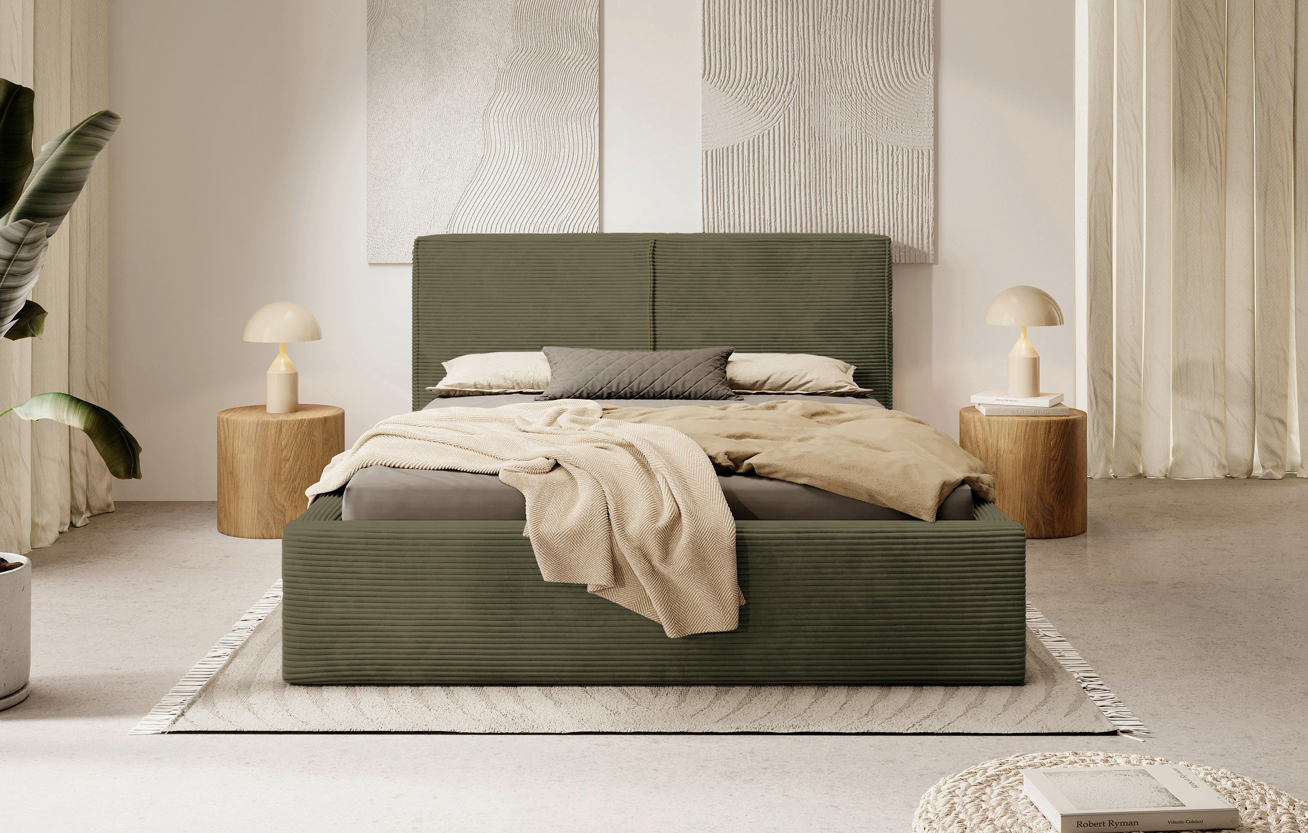 Pat Tapițat, 140/200 cm, verde deschis