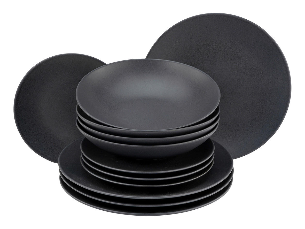 JEDÁLENSKÝ SERVIS, kamenina - čierna, Modern, keramika - Creatable