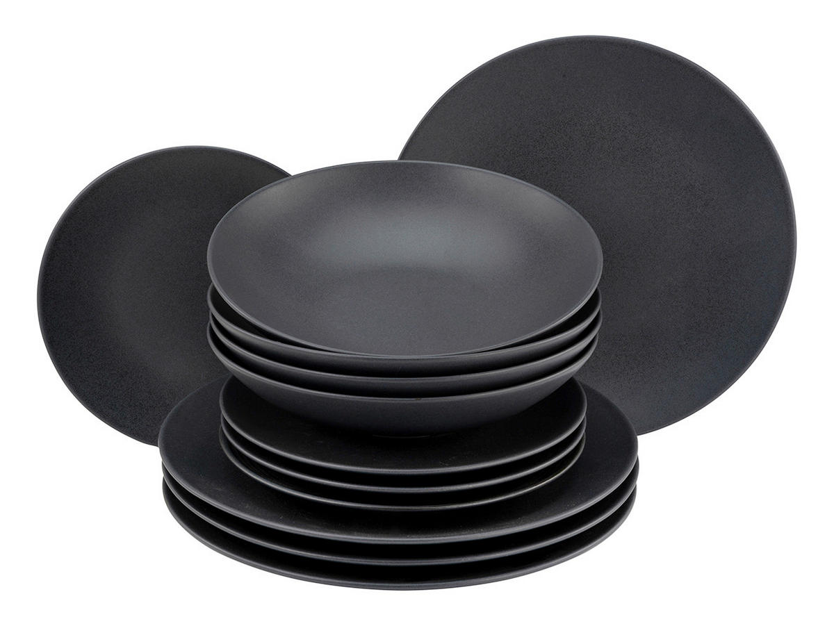 JÍDELNÍ SOUPRAVA, kamenina - černá, Moderní, keramika - Creatable