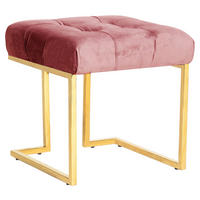 TABURE, tekstil starinsko roza  - zlate barve/starinsko roza, Design, kovina/tekstil (48/48/48cm) - Kayoom