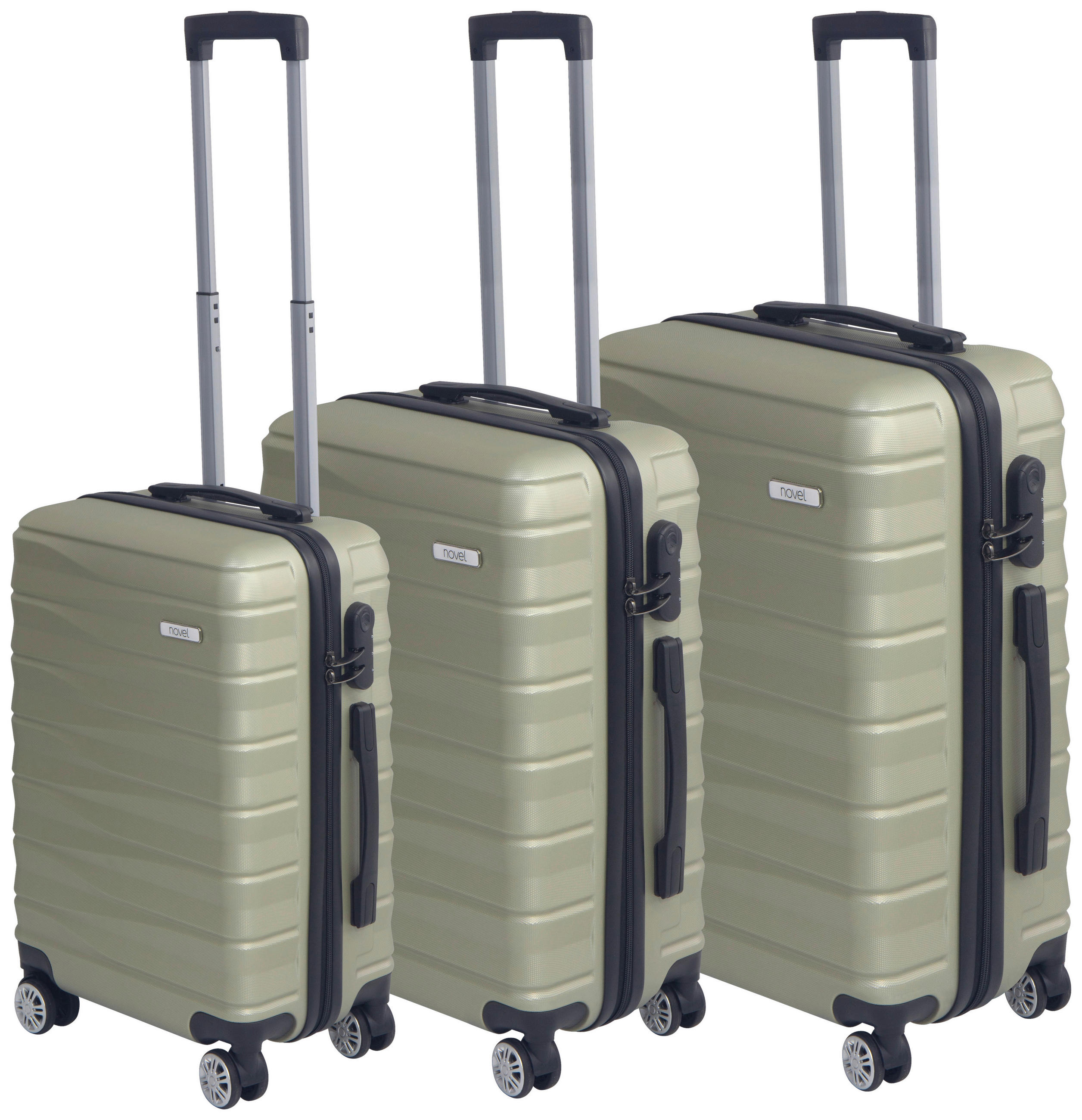 REISEKOFFERSET Goldfarben 3-teilig  - Goldfarben, Basics, Kunststoff/Textil - Novel