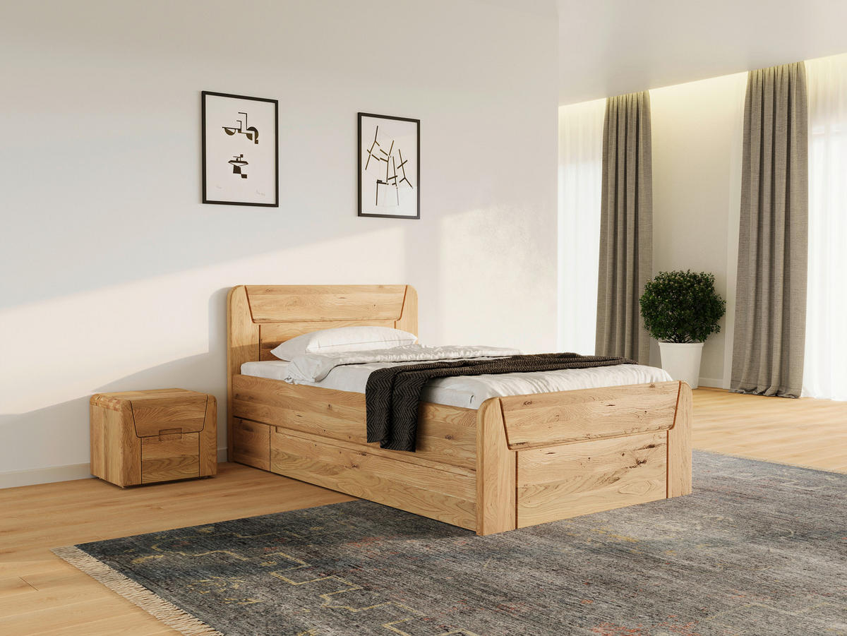 BETT - Wildeiche/Naturfarben, MODERN, Holz (100/200cm) - MID.YOU