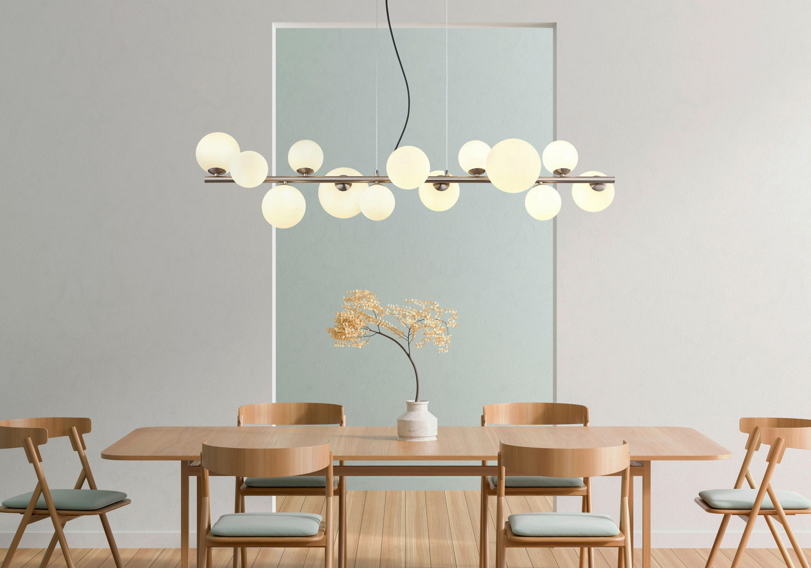 LED-HÄNGELEUCHTE 120/34,5 cm  - Transparent/Opal, Design, Glas/Kunststoff (120/34,5cm) - Globo