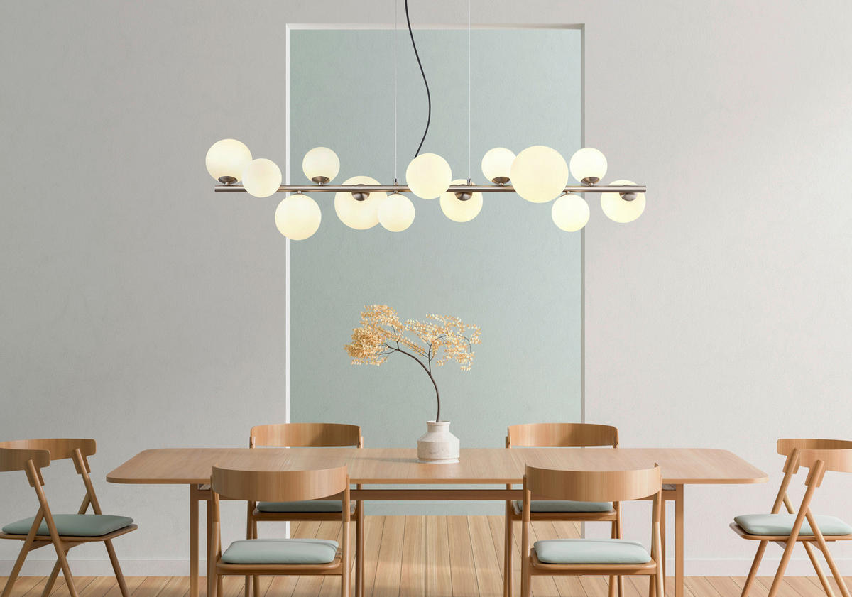 LED-HÄNGELEUCHTE  120/34,5 cm   - Transparent/Opal, Design, Glas/Kunststoff (120/34,5cm) - Globo