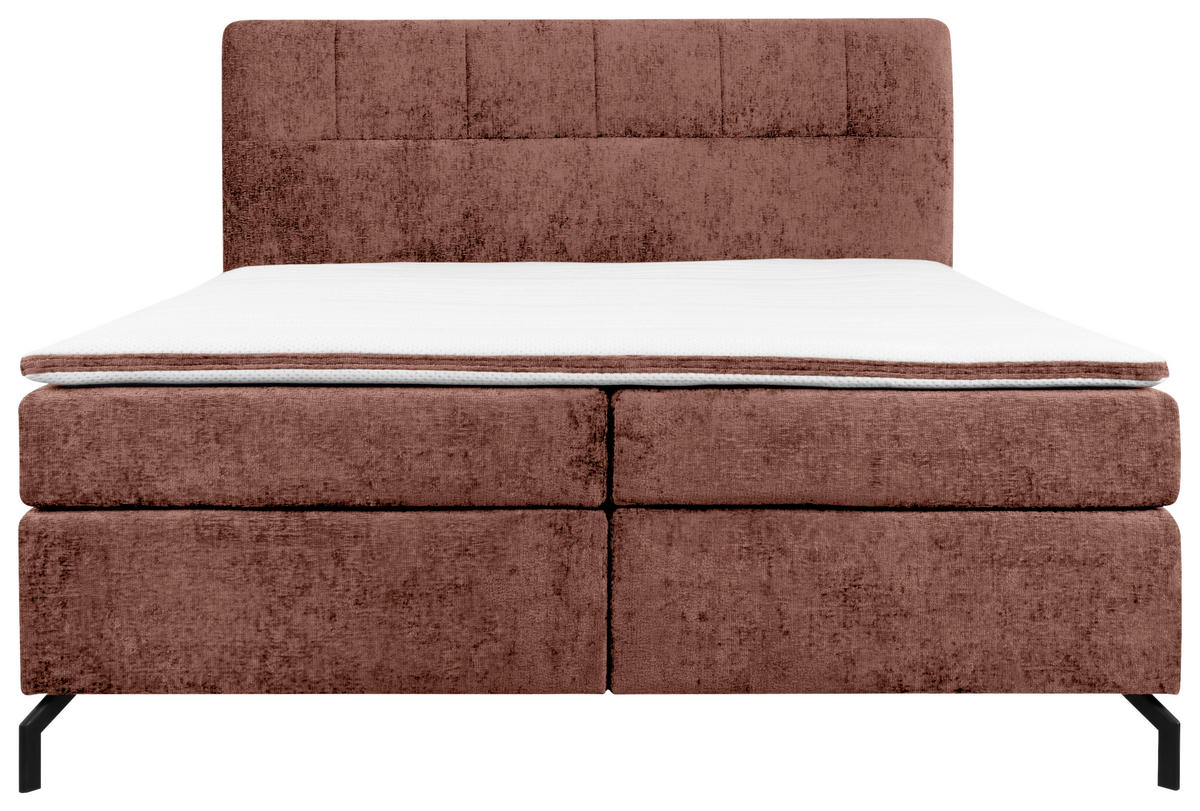 BOXSPRINGBETT 160/200 cm  in Rotbraun  - Rotbraun/Schwarz, Design, Textil/Metall (160/200cm) - Esposa