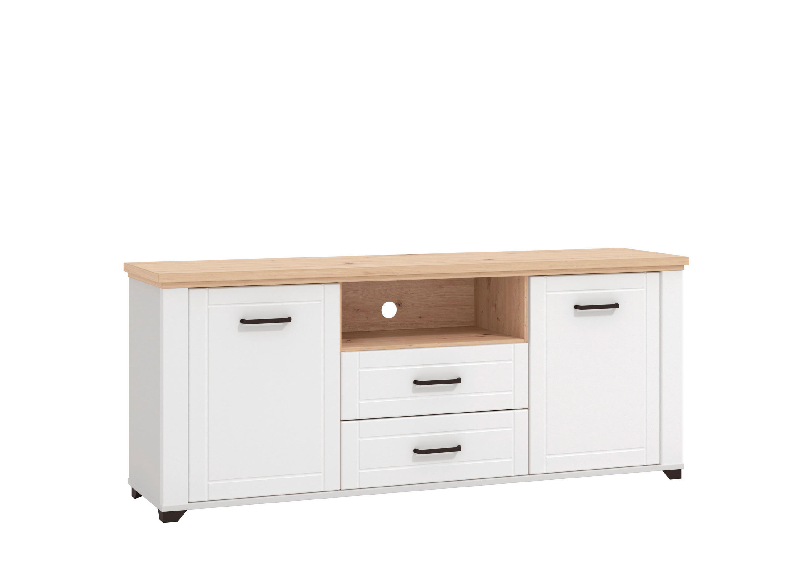 SKRINKA POD TV, biela, dub artisan, 161/67/41 cm - čierna/biela, Basics, kompozitné drevo/plast (161/67/41cm) - Landscape