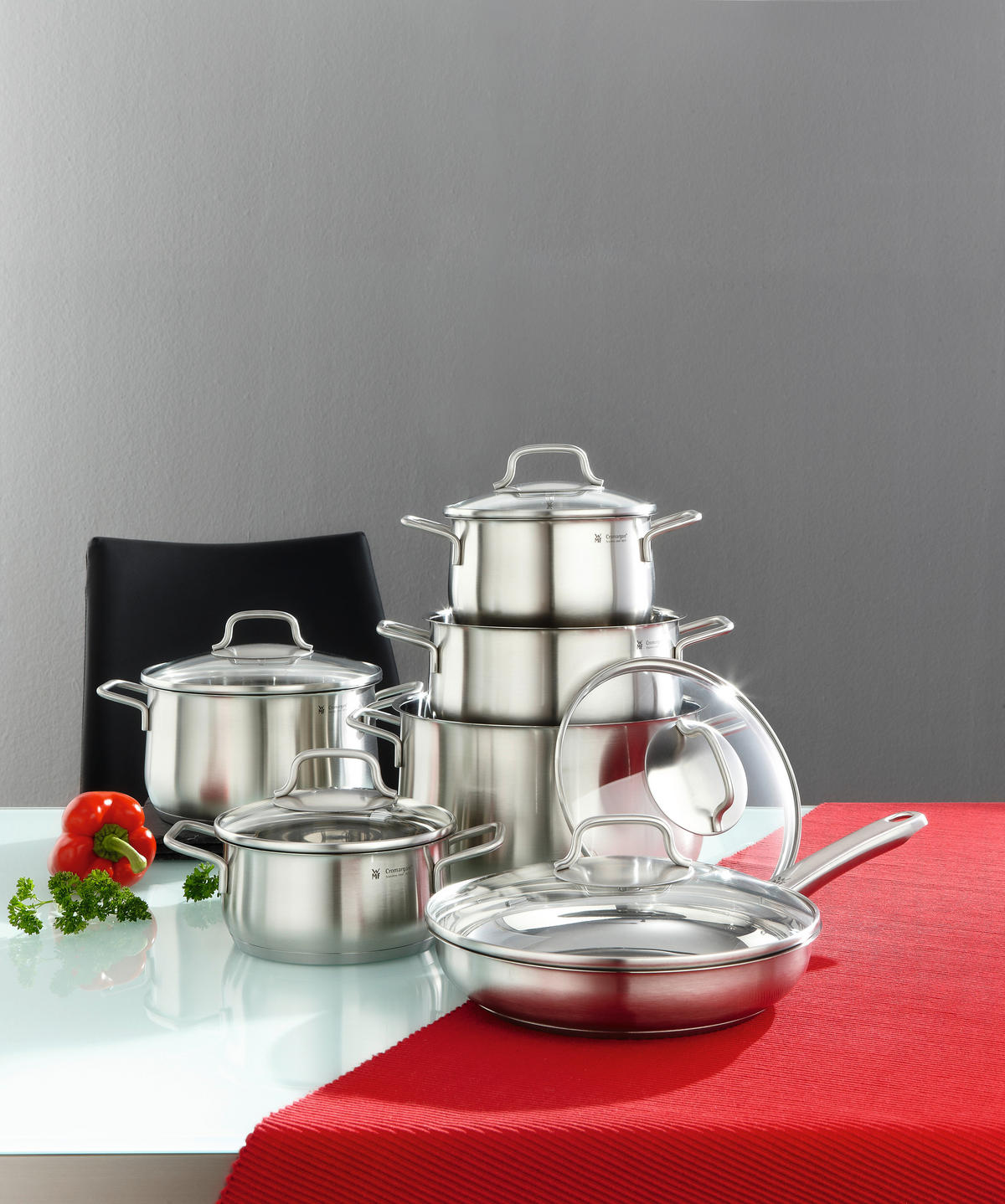 KOCHTOPFSET Brilliant 6-teilig  - Klar/Edelstahlfarben, Basics, Glas/Metall - WMF