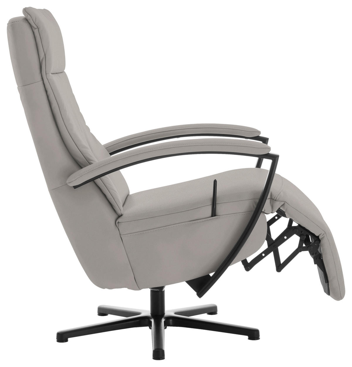 RELAXSESSEL in Leder Hellgrau  - Hellgrau/Schwarz, Design, Leder/Metall (76/112/83cm) - Beldomo Speed