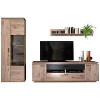 WOHNWAND 3-teilig  in Anthrazit, Eiche dunkel  295/208/50 cm  - Eiche dunkel/Anthrazit, KONVENTIONELL, Glas/Holzwerkstoff (295/208/50cm) - Cantus