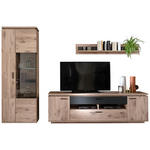 WOHNWAND 3-teilig  in Anthrazit, Eiche dunkel  295/208/50 cm  - Eiche dunkel/Anthrazit, KONVENTIONELL, Glas/Holzwerkstoff (295/208/50cm) - Cantus