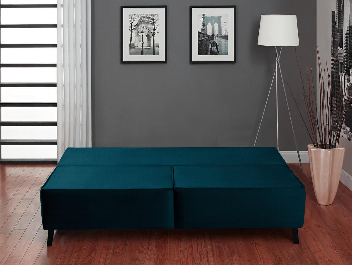 SCHLAFSOFA in Petrol  - Petrol/Schwarz, Konventionell, Textil/Metall (197/91/88cm) - Novel