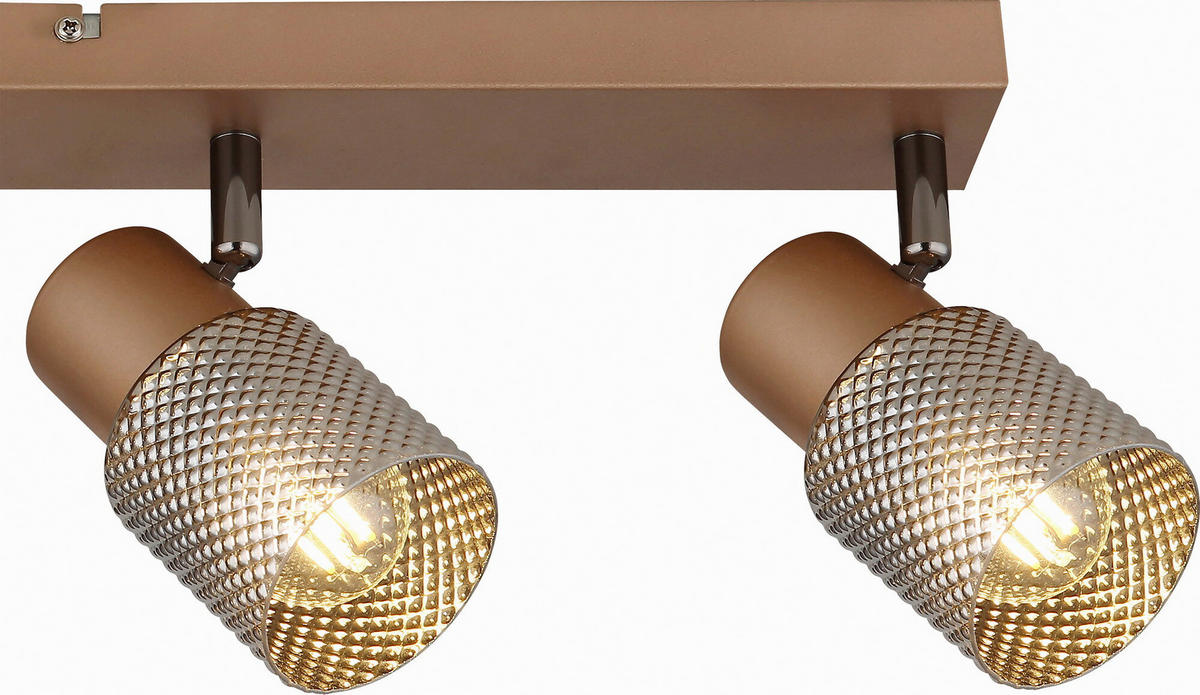 DECKENLEUCHTE 56/12/12,5 cm   - Cappuccino, Design, Glas/Metall (56/12/12,5cm) - Novel