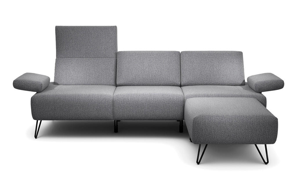 3-SITZER-SOFA in Chenille Anthrazit  - Anthrazit/Schwarz, Design, Textil/Metall (234-264/85/86-94cm) - SENSOO