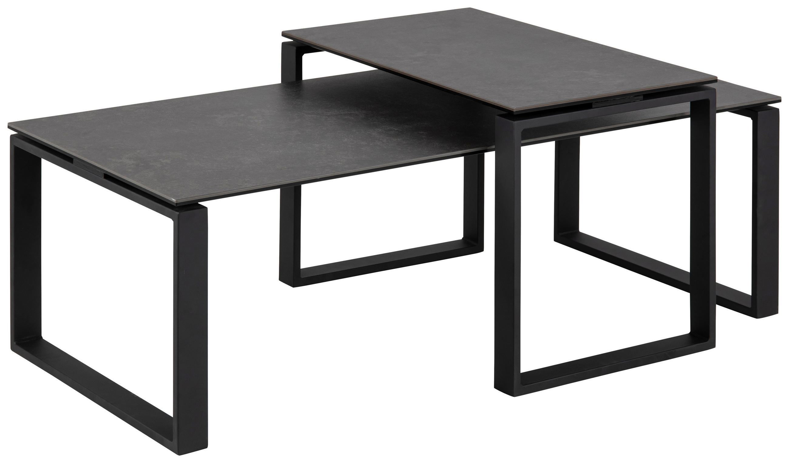 COUCHTISCHSET in Metall, Glas 115/37,5/55 cm  - Schwarz, Trend, Glas/Metall (115/37,5/55cm) - MID.YOU