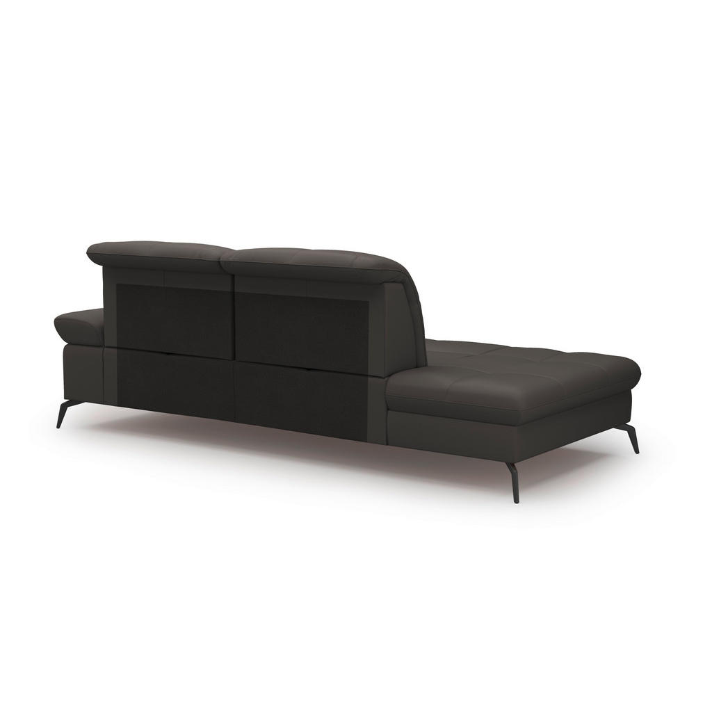 Thumbnail - Sit & More Récamiere, Anthrazit, Textil, Leder, Kombination Echtleder/Stoff, Nappaleder, 231x90x122 cm, Goldenes M, Made...