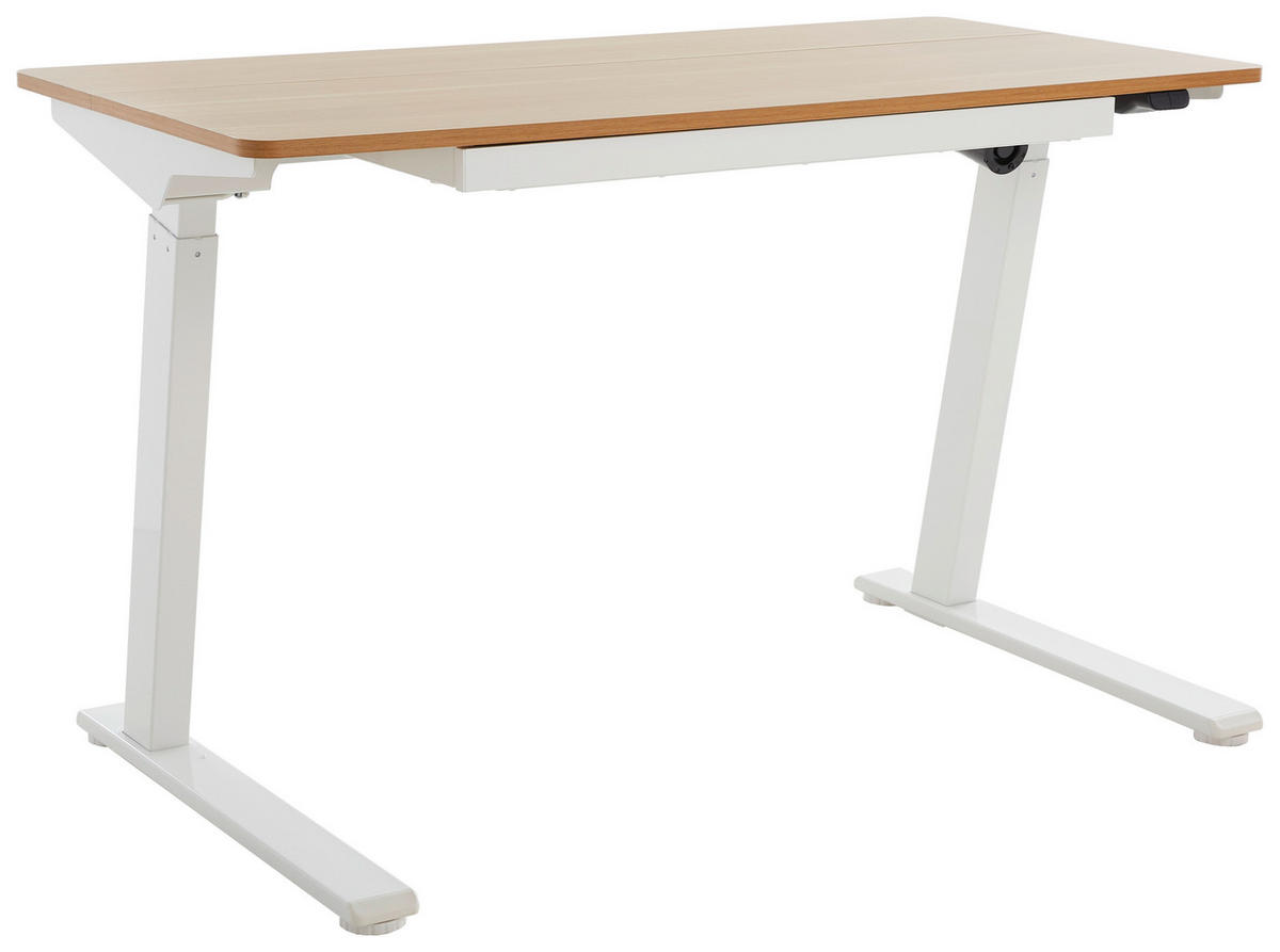 SCHREIBTISCH 120/60/73 cm  in Naturfarben, Weiß  - Weiß/Naturfarben, MODERN, Holzwerkstoff/Metall (120/60/73cm) - Livetastic