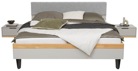 BETTANLAGE - Wildeiche/Hellgrau, Design, Holz/Textil (180/200cm) - Dieter Knoll