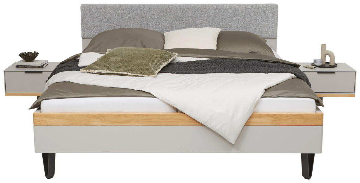BETTANLAGE 180/200 cm  in Hellgrau, Wildeiche   - Wildeiche/Hellgrau, Design, Holz/Holzwerkstoff (180/200cm) - Dieter Knoll