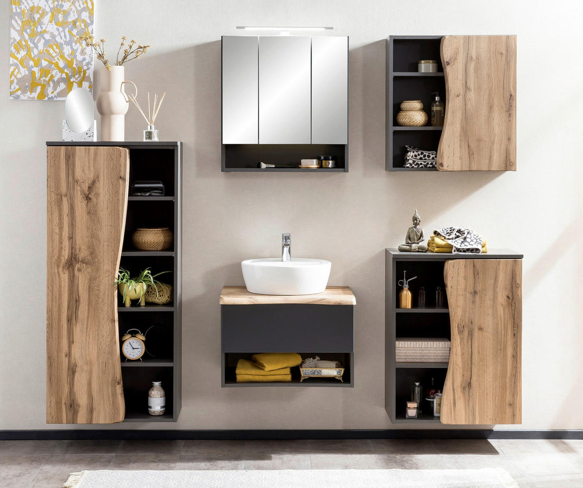 HÄNGESCHRANK 60/64/20 cm  - Eiche Wotan/Graphitfarben, Natur, Holzwerkstoff (60/64/20cm) - Xora