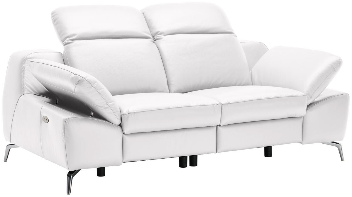 KÉTÜLÉSES KANAPÉ bőr fehér  - krómszínű/fekete, Design, műanyag/bőr (194/83-99/110cm) - Celina Home
