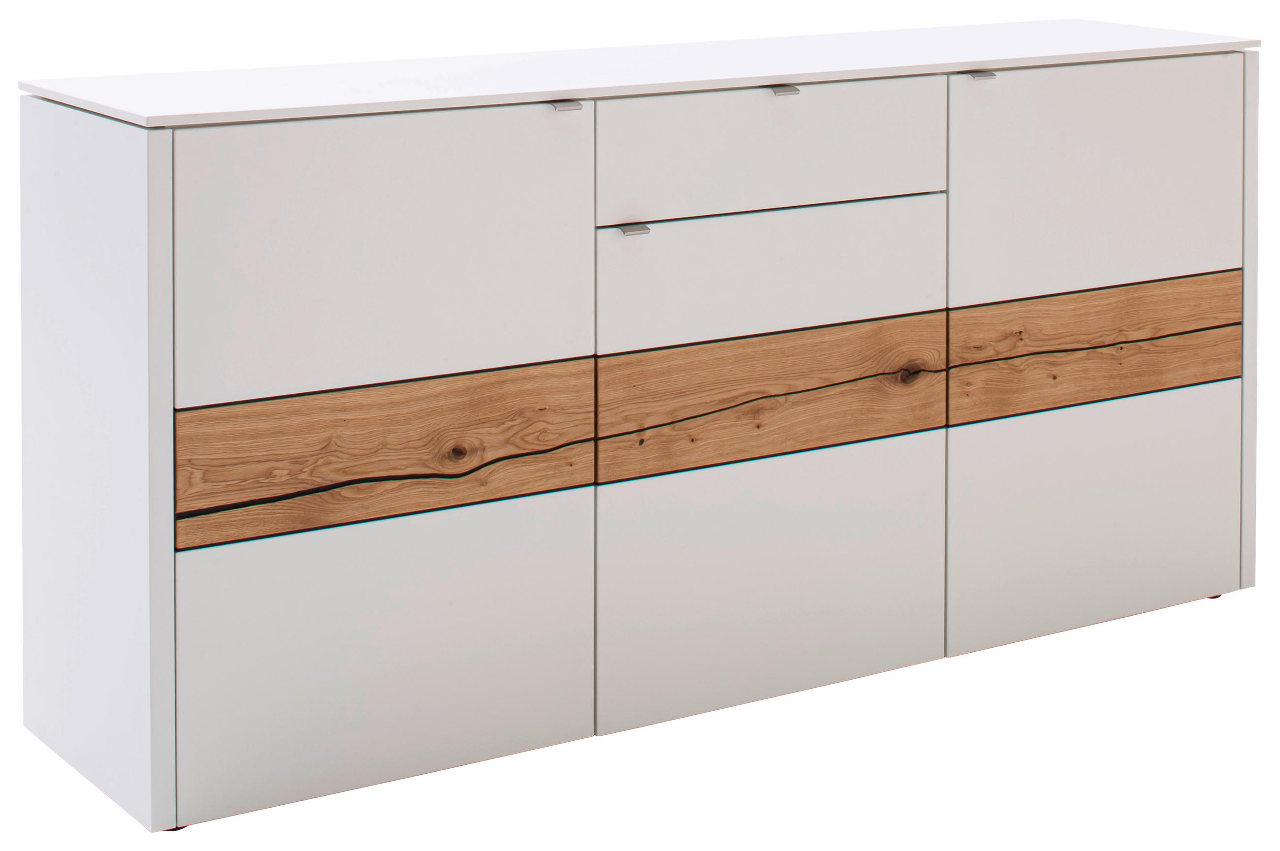 SIDEBOARD 186/89/43 cm  in Weiss, Eichefarben  - Weiss/Edelstahlfarben, Design, Holz/Holzwerkstoff (186/89/43cm) - Venjakob