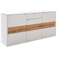 SIDEBOARD 186/89/43 cm  in Weiss, Eichefarben  - Weiss/Edelstahlfarben, Design, Holz/Holzwerkstoff (186/89/43cm) - Venjakob