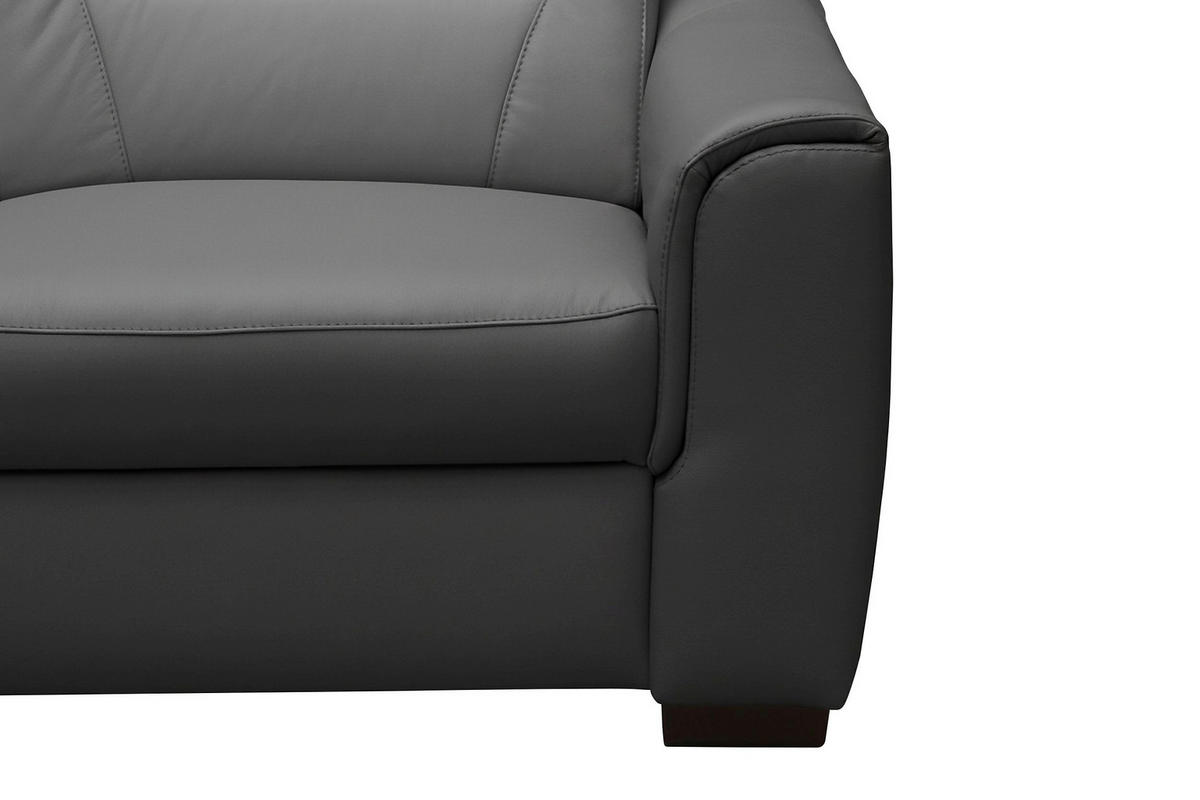 ECKSOFA Lederlook Echtleder Anthrazit  - Wengefarben/Anthrazit, Design, Leder/Holz (260/260cm) - Celina Home