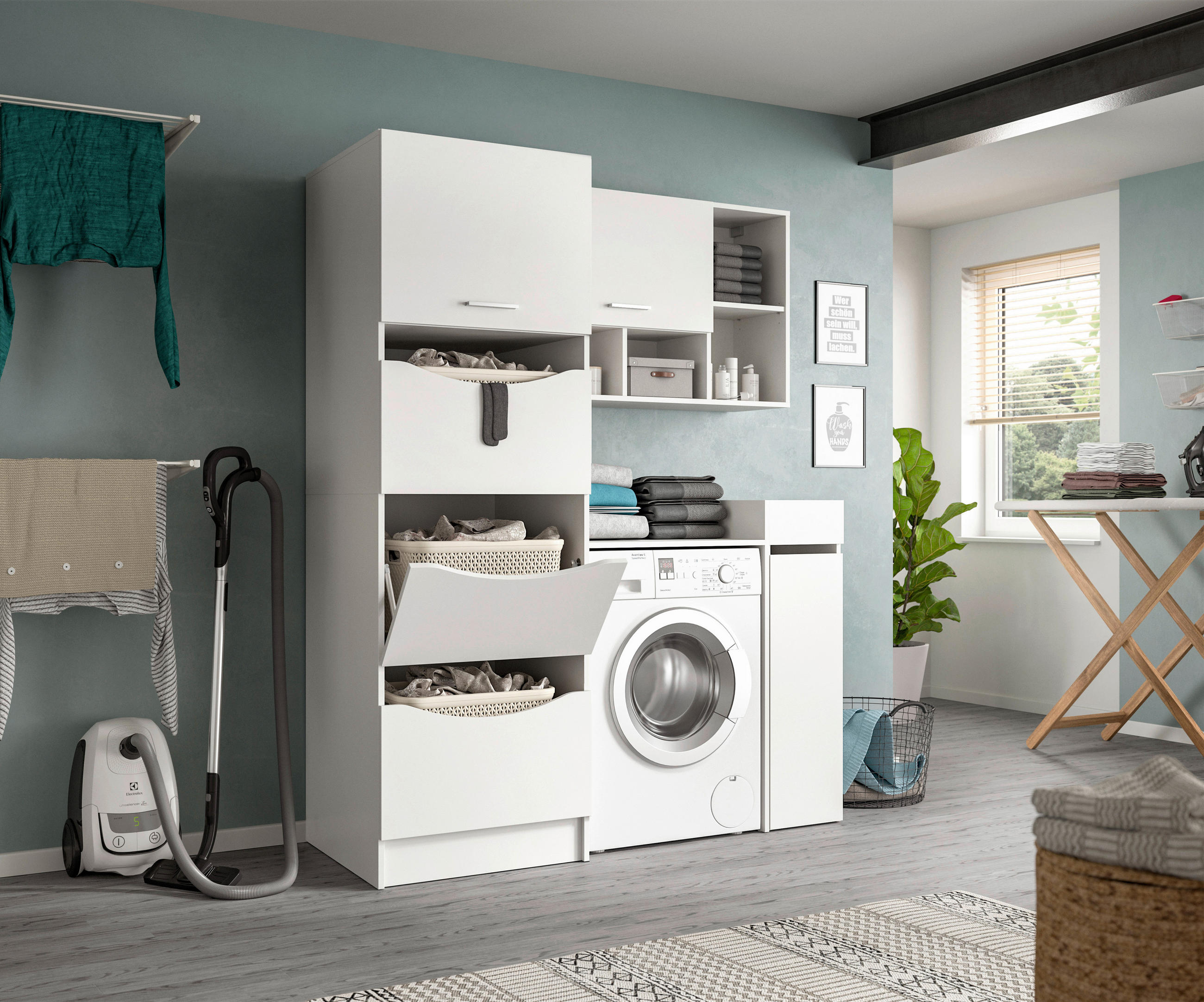 HAUSWIRTSCHAFTSRAUM 145/195/62 cm Weiss  - Weiss, Basics, Holzwerkstoff (145/195/62cm) - MID.YOU