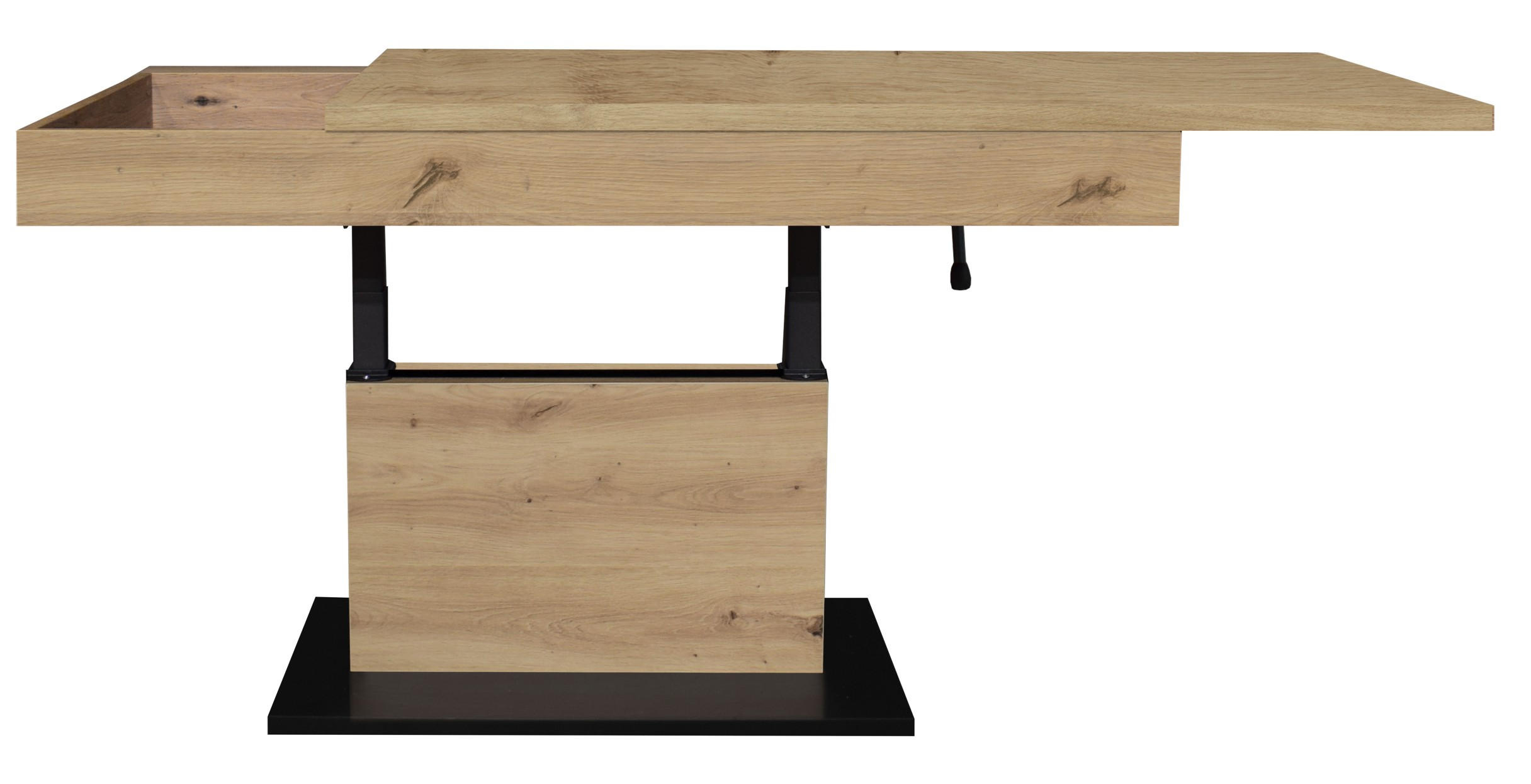 COUCHTISCH Lift Couchtisch rechteckig Schwarz, Eiche Artisan  - Schwarz/Eiche Artisan, Design, Holzwerkstoff/Metall (110/58-77/60cm) - MID.YOU