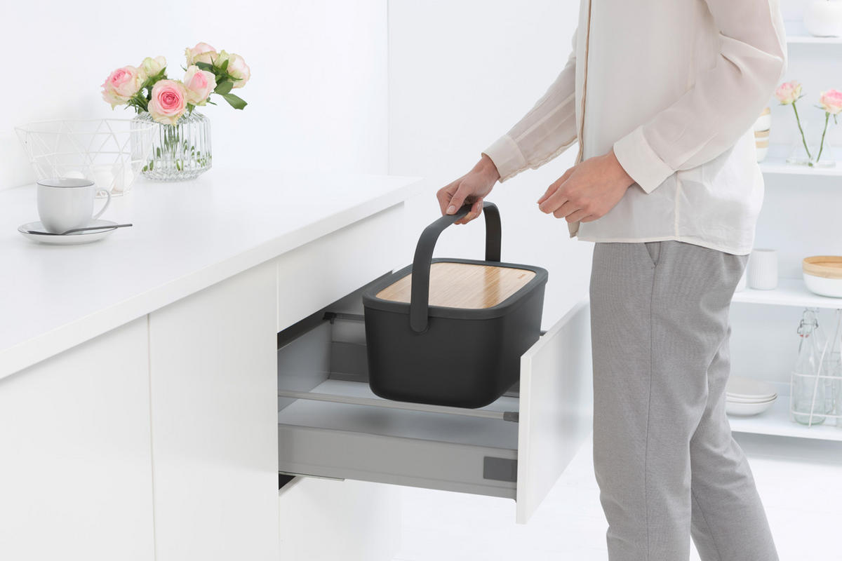 POSODA ZA KRUH   39.5/16.3/25.5 cm           - temno siva, Design, umetna masa/les (39.5/16.3/25.5cm) - Brabantia