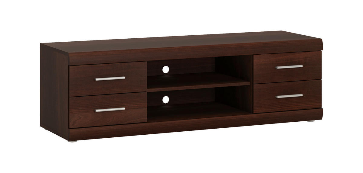 KOMODA POD TELEVIZI, barvy vlašských ořechů, 140/44/45 cm - barvy chromu/barvy vlašských ořechů, Konvenční, kompozitní dřevo/plast (140/44/45cm) - Venda