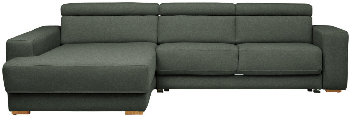 ECKSOFA  in Chenille Dunkelgrün  206/316 cm  - Dunkelgrün/Eichefarben, Design, Textil (206/316cm) - Sedda