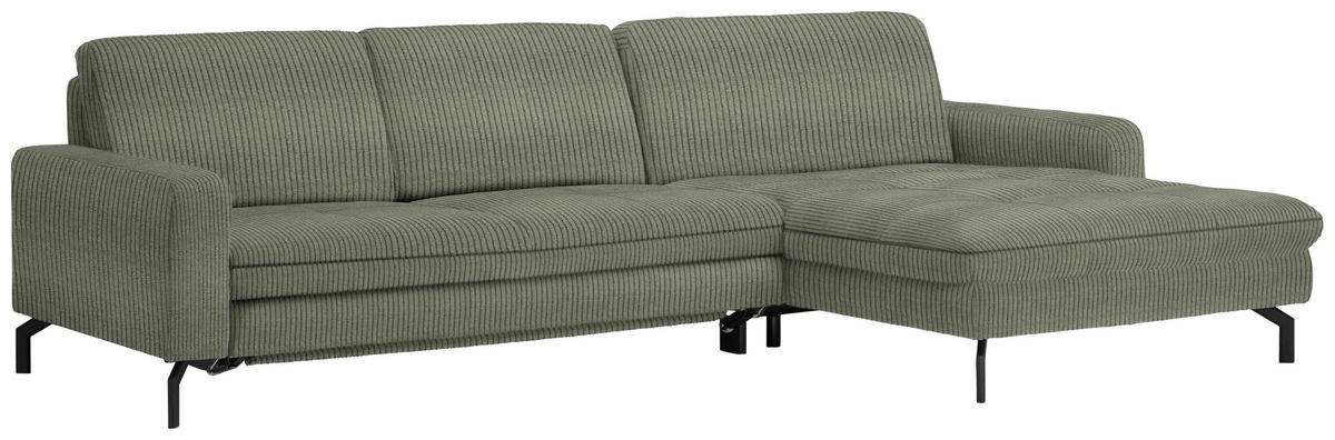 ECKSOFA in Cord Grün  - Schwarz/Grün, Design, Textil/Metall (302/178cm) - Beldomo Style